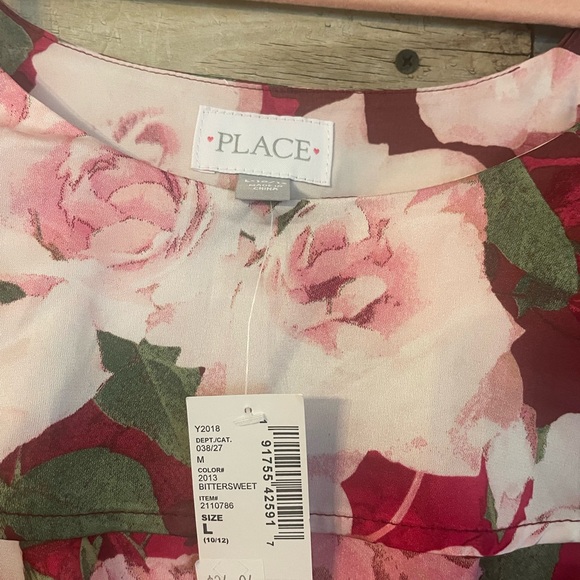 NWT Youth Large Girls Floral Print Pink and White Dress - Children’s Place - Picture 3 of 3
